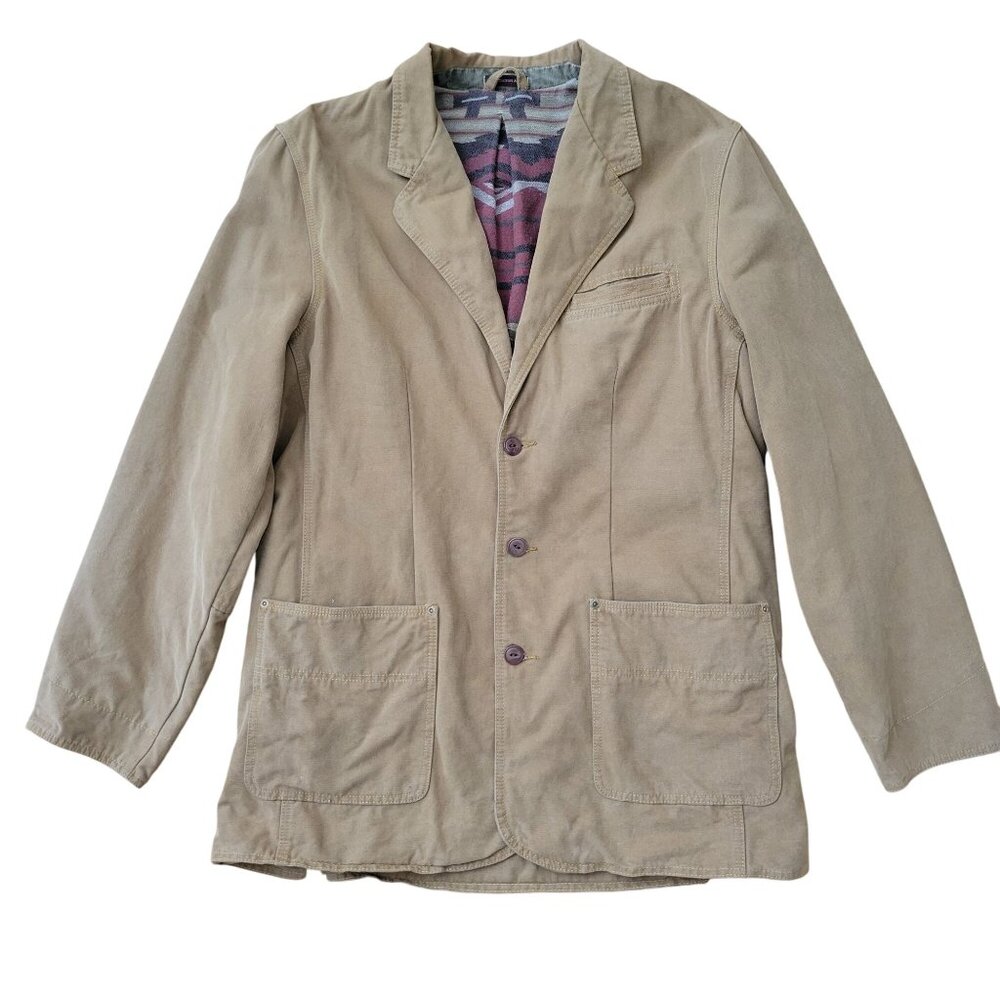 Territory Ahead LL Blazer Jacket Khaki Brown Plaid‎ Lining Western Rodeo